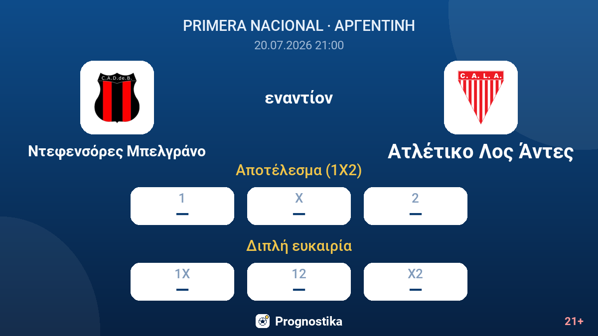 Ντεφενσόρες Μπελγράνο - Ατλέτικο Λος Άντες — αποδόσεις