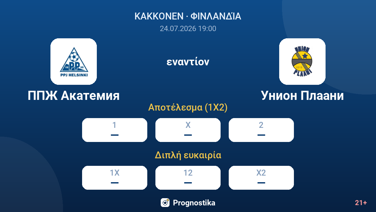 PPG Ακαδημία - Ουνιόν Πλαάνι — αποδόσεις