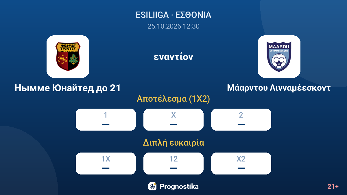 Νύμμε Γιουνάιτεντ έως 21 - Μάαρντου Λινναμέεσκοντ — αποδόσεις