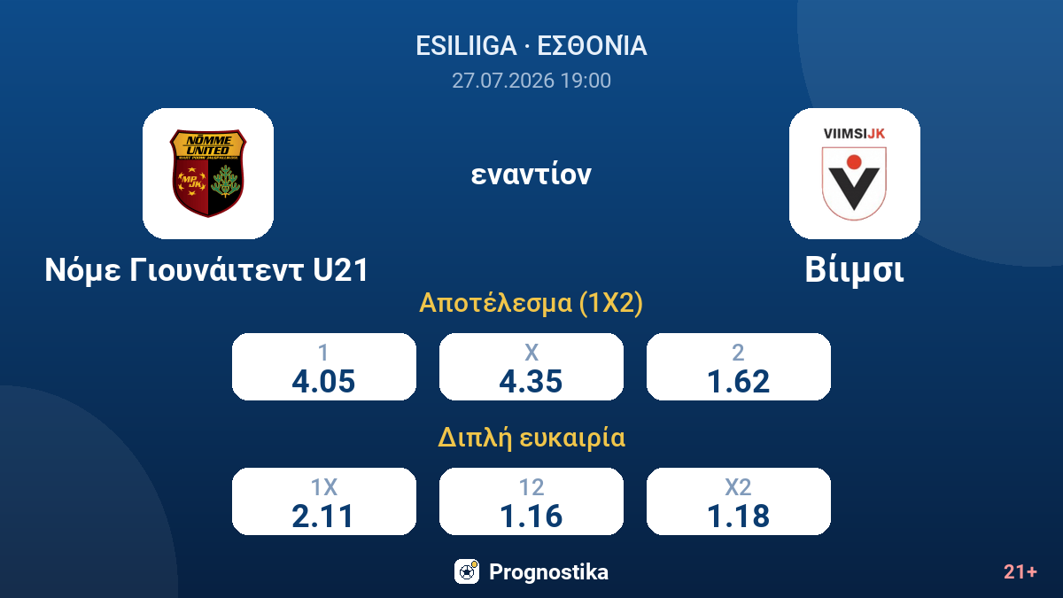 Νόμε Γιουνάιτεντ U21 - Βίιμσι — αποδόσεις